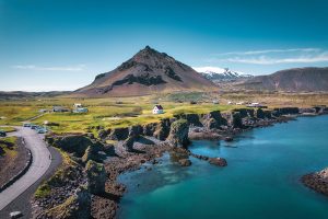 iceland mountain and fishing village