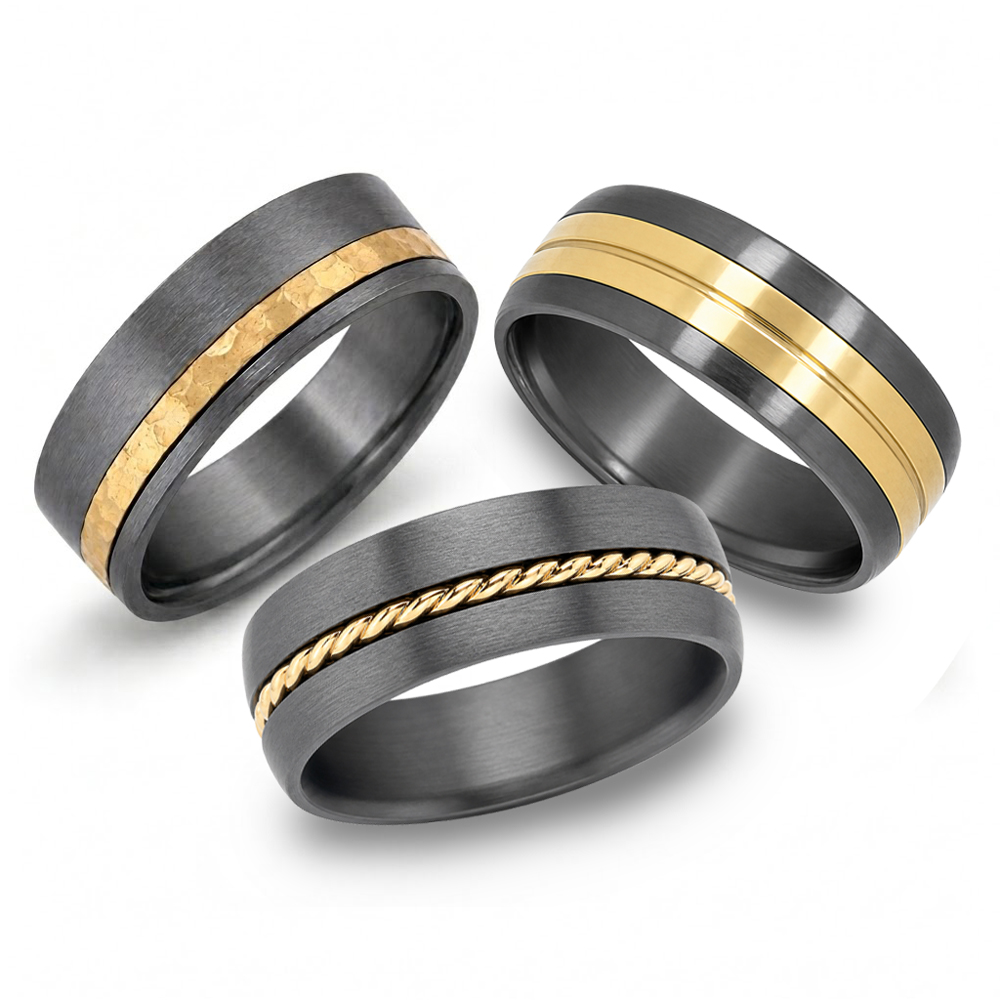 Men's tantalum and gold wedding bands for the 2026 Las Vegas Show