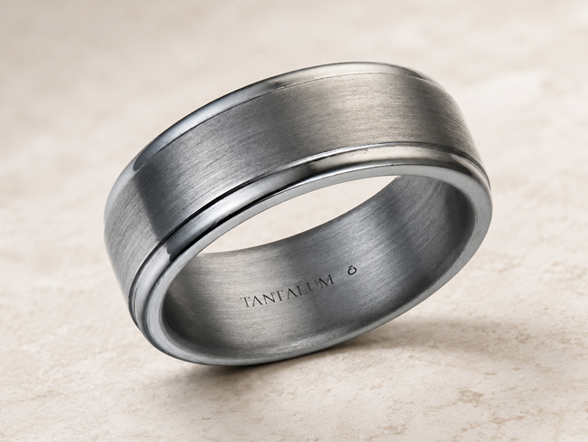 tantalum men's wedding band with polished edges