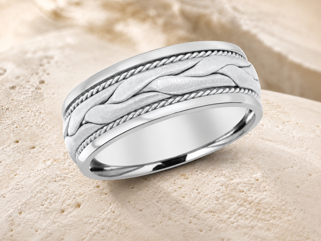 designed men's wedding band handbraided