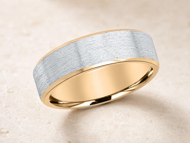 designed men's wedding band in two-tone with gold edges