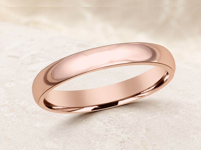 classic high polish wedding band in rose gold