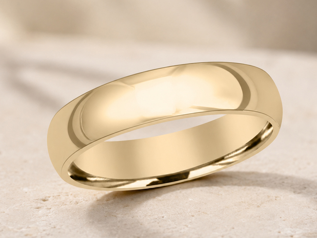 classic high polish wedding band in yellow gold