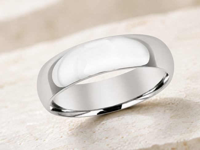 classic high polish wedding band in white gold