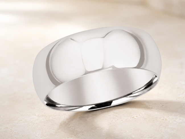 classic high polish wedding band in white gold